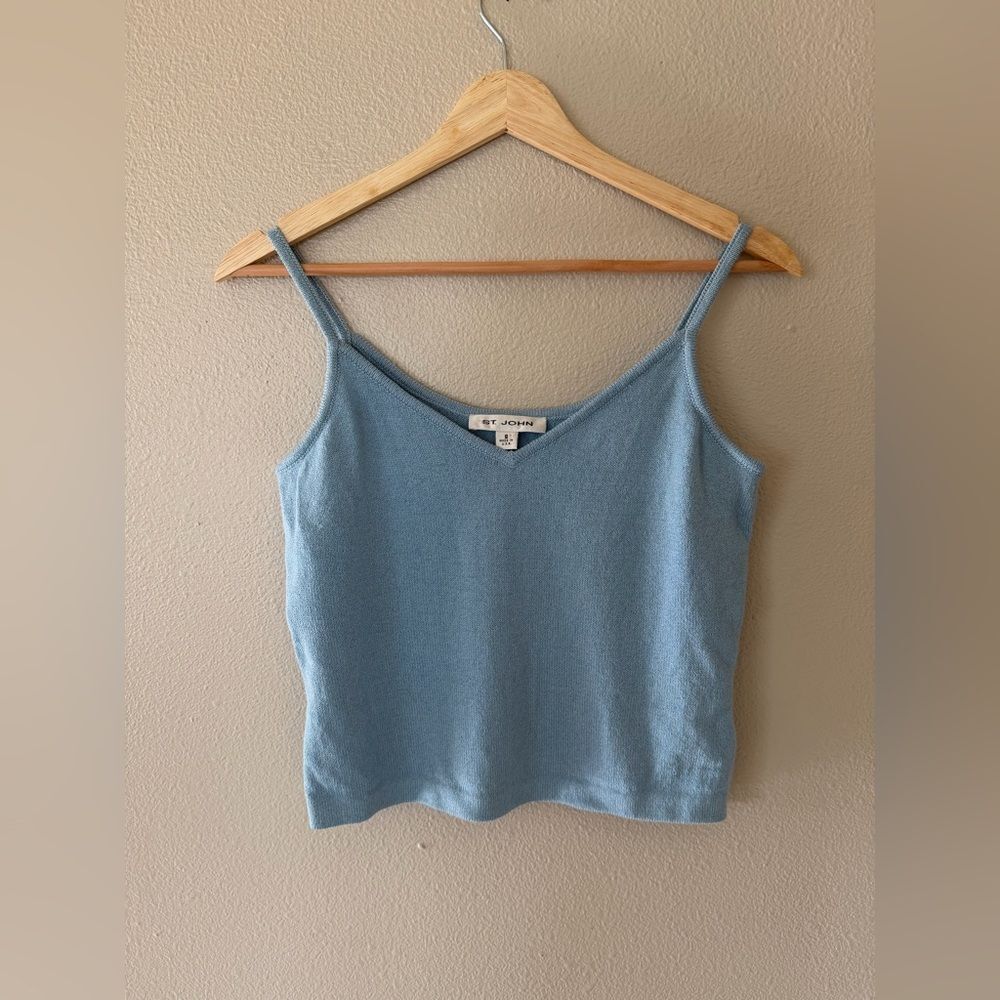 St. John Santana Light Blue Knit Vintage Camisole Tank Top Size S